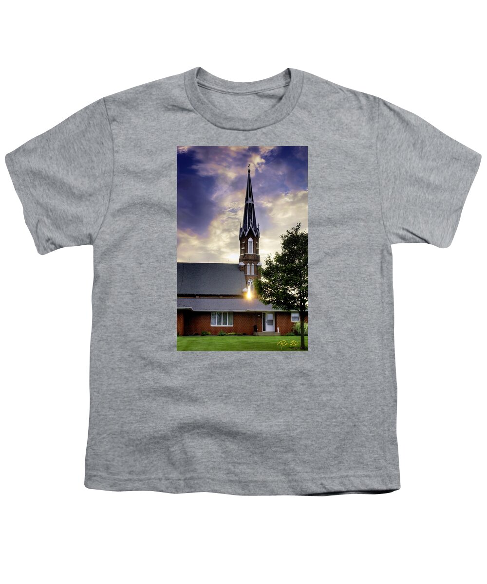 Buildings Youth T-Shirt featuring the photograph Sunset Church by Rikk Flohr