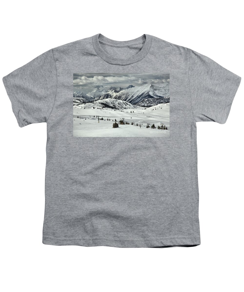 Sunshine Village Youth T-Shirt featuring the photograph Sunshine Village Canadian Rocky Views by Adam Jewell
