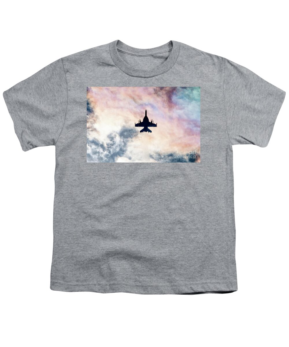 Boeing F18 Youth T-Shirt featuring the digital art Super Hornet Silhouette by Airpower Art