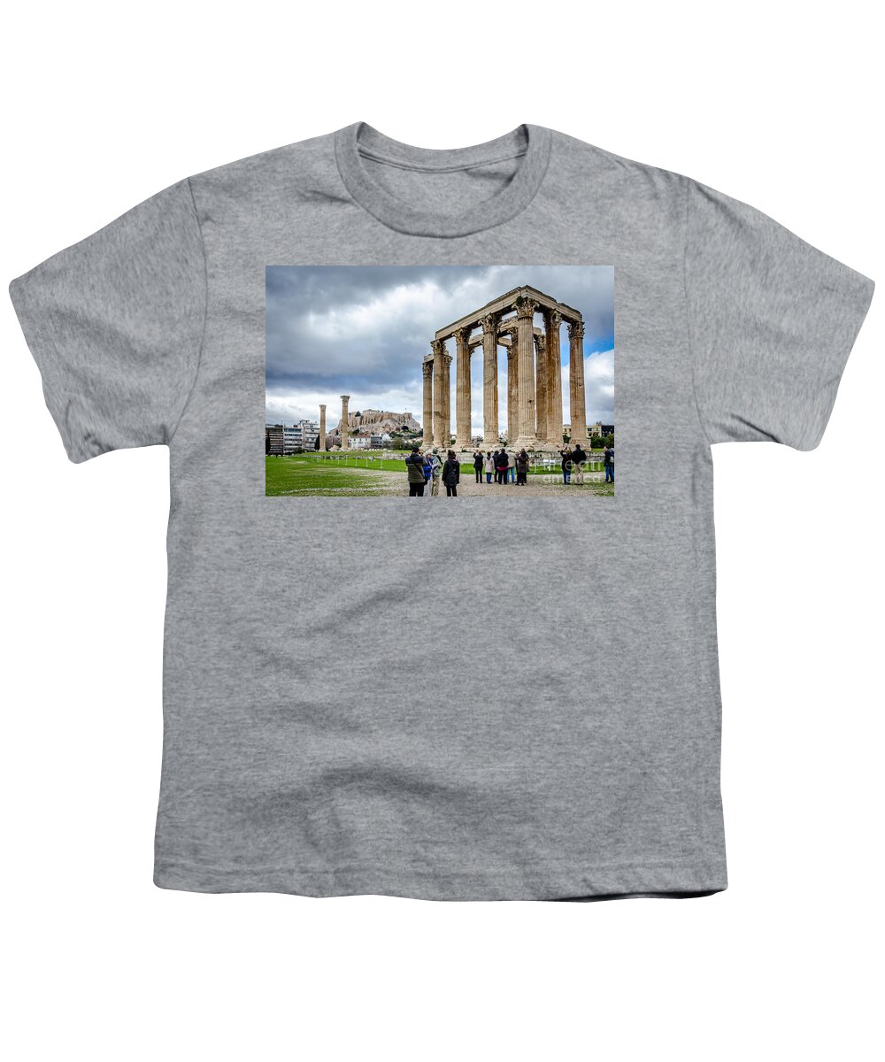 Temple Of Zeus - Athens Greece Youth T-Shirt featuring the photograph Temple of Zeus and Acropolis - Athens Greece 2 by Debra Martz