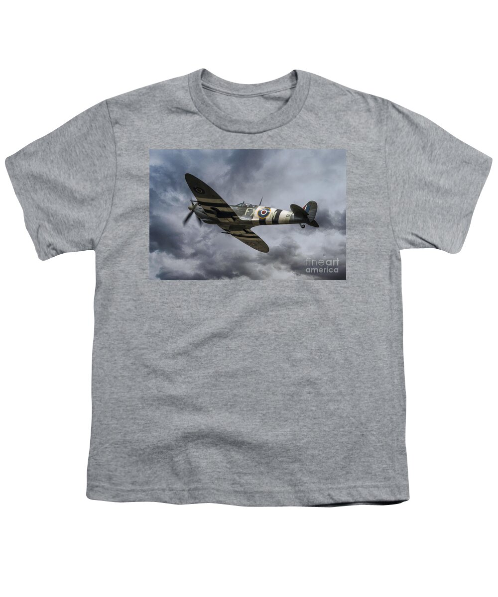 Supermarine Youth T-Shirt featuring the digital art The Kent Spitfire by Airpower Art