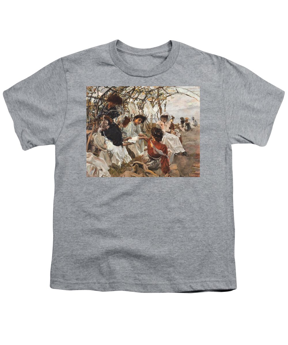 Ettore Tito - The Reading [1907] Youth T-Shirt featuring the painting The Reading by Ettore
