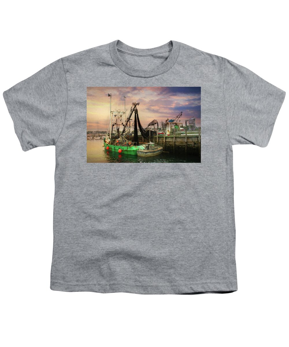 Boat Youth T-Shirt featuring the photograph The Rockland Docks by Lori Deiter