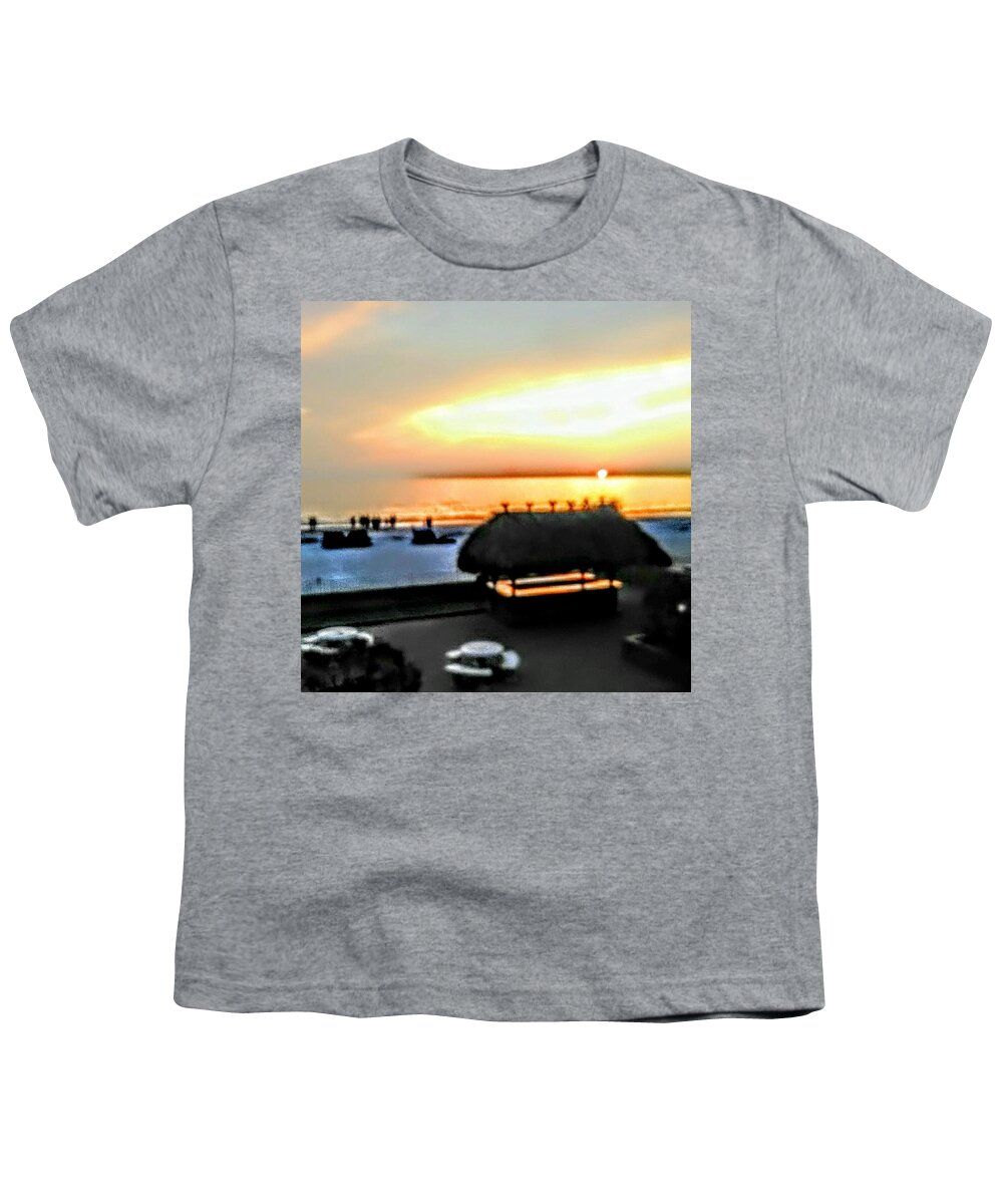 Tiki Hut Youth T-Shirt featuring the photograph Tiki by the Sea by Suzanne Berthier