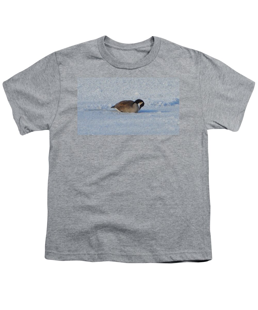 Goose Youth T-Shirt featuring the photograph Trapped on the Ice by Julia McHugh