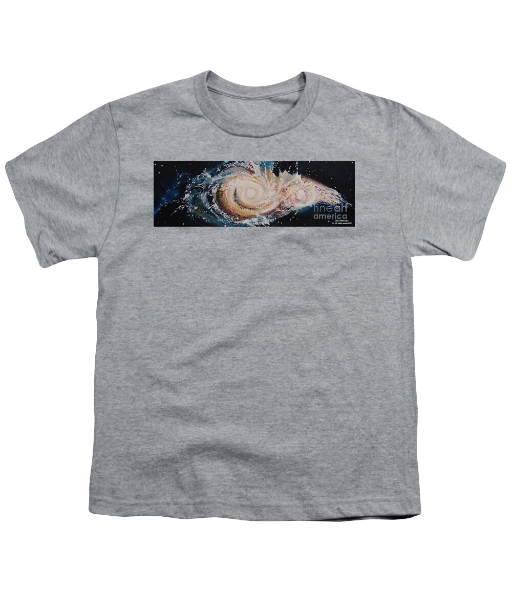 Galaxies Youth T-Shirt featuring the painting Two Galaxies Colliding by Laara WilliamSen
