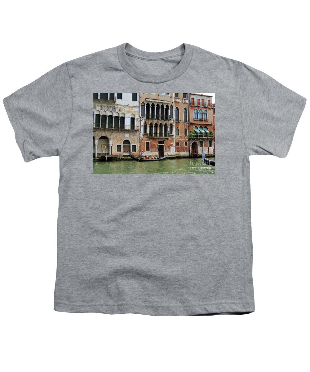 Gondola Youth T-Shirt featuring the photograph Venice canals Italy by Louise Heusinkveld