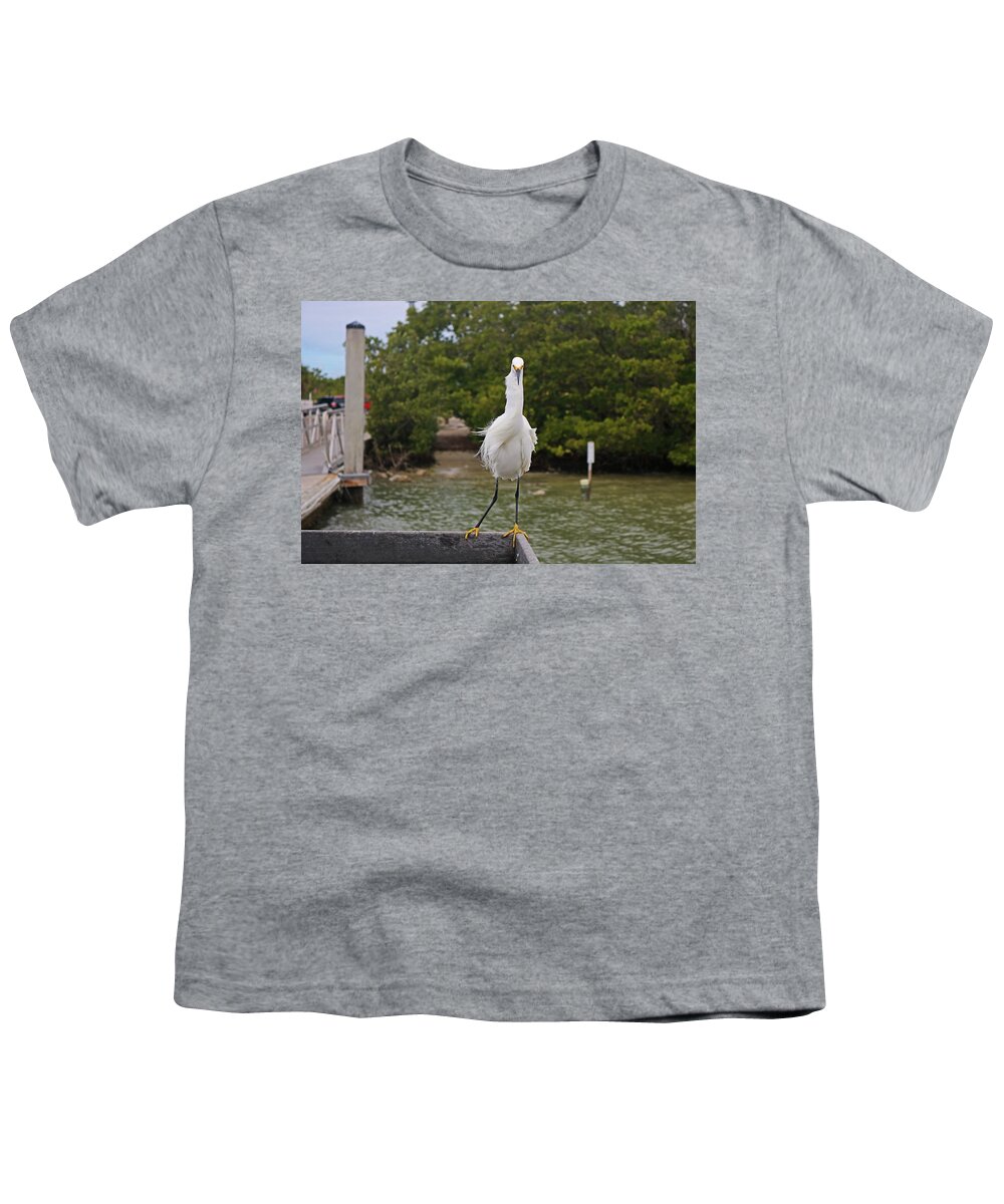 Snowy Egret Youth T-Shirt featuring the photograph Voices in My Head by Michiale Schneider