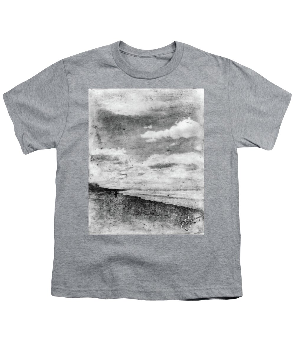 Beach Youth T-Shirt featuring the mixed media Walk Alone by Roseanne Jones
