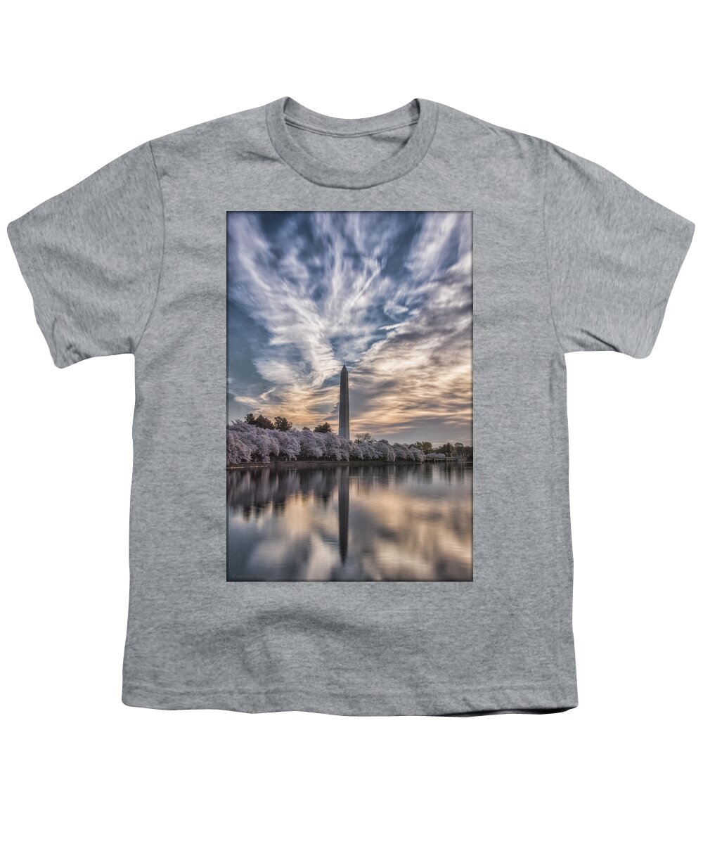 Washington Monument Youth T-Shirt featuring the photograph Washington Blossom Sunrise by Erika Fawcett