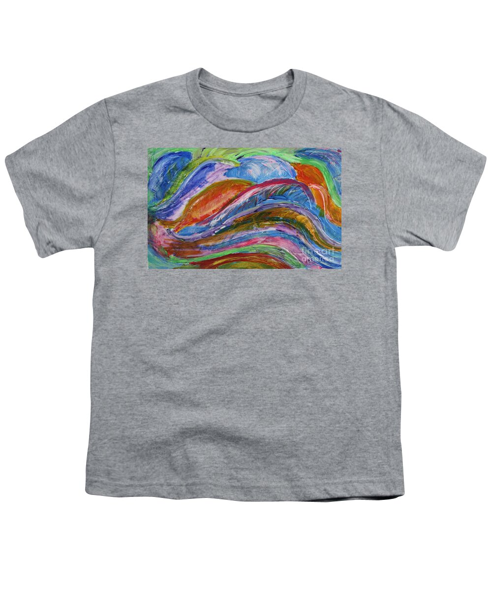 Waves Of Color Youth T-Shirt featuring the painting Waves of Color by Sarahleah Hankes