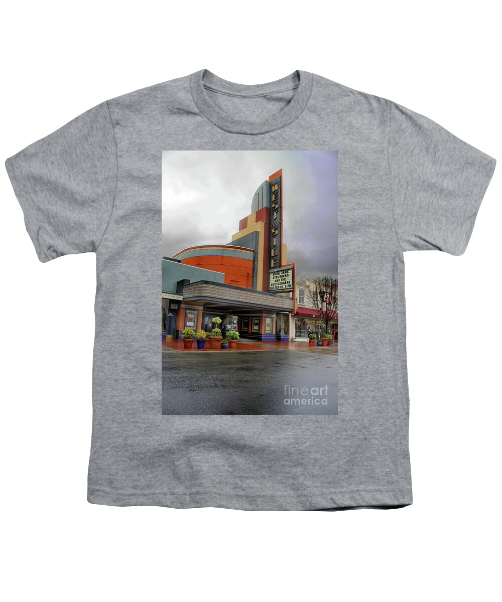 West Side Movie Theater Youth T-Shirt featuring the photograph West Side Movie Theater, Newman California by Wernher Krutein