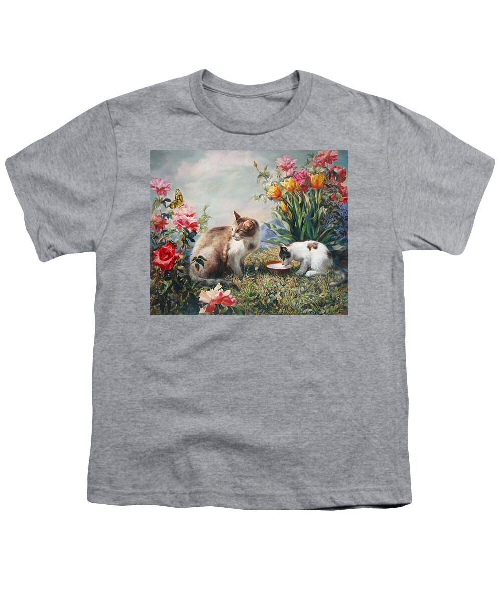 Milk Youth T-Shirt featuring the painting What a Girl Kitten Wants by Svitozar Nenyuk