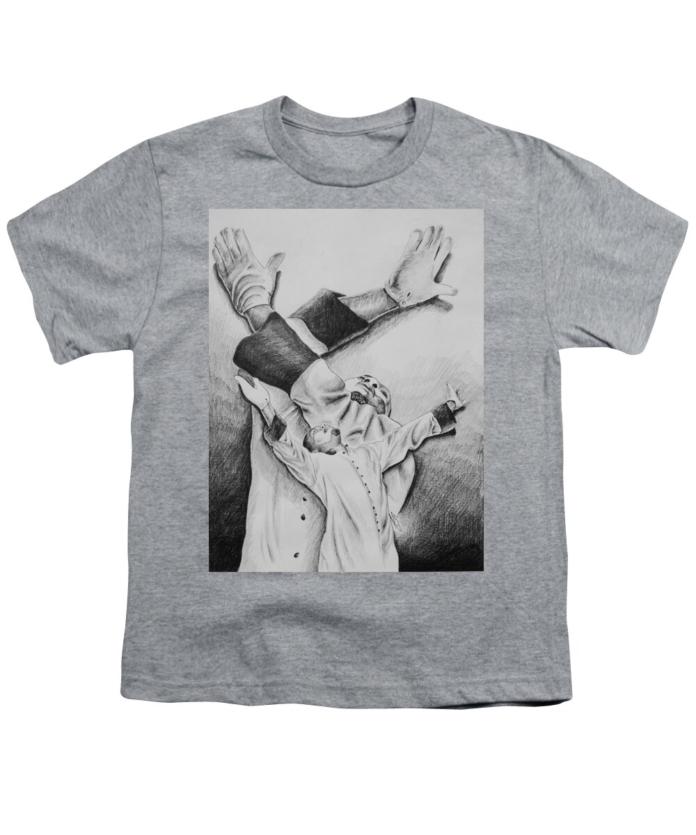 Black Art Youth T-Shirt featuring the drawing When Praises Go Up by Alphonso Edwards II