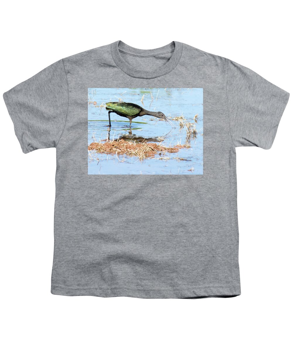 White-faced Youth T-Shirt featuring the photograph White-faced Ibis 6943-100517-2 by Tam Ryan