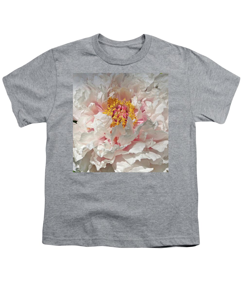 White Peony Youth T-Shirt featuring the photograph White Peony by Sandy Keeton