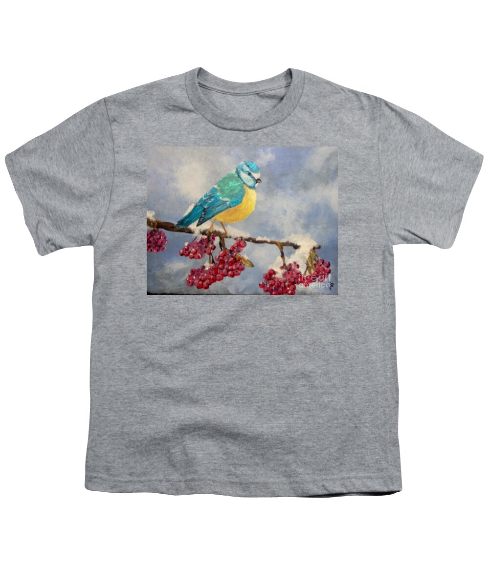 Bird Youth T-Shirt featuring the painting Winter Watch by Saundra Johnson