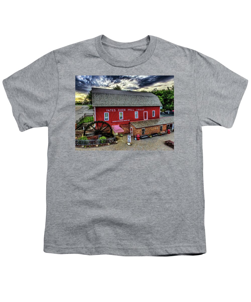 Rochester Youth T-Shirt featuring the digital art Yates Cider Mill DJI_0072 by Michael Thomas