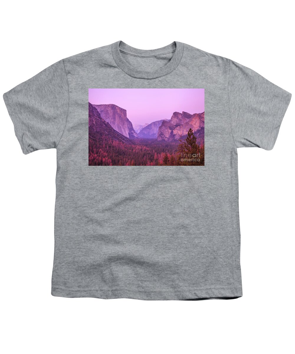 Yosemite Youth T-Shirt featuring the photograph Yosemite pink sunset by Benny Marty