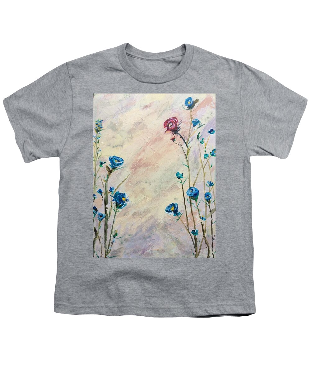 Abstract Flowers Youth T-Shirt featuring the painting Against All Odds by Deborah Naves