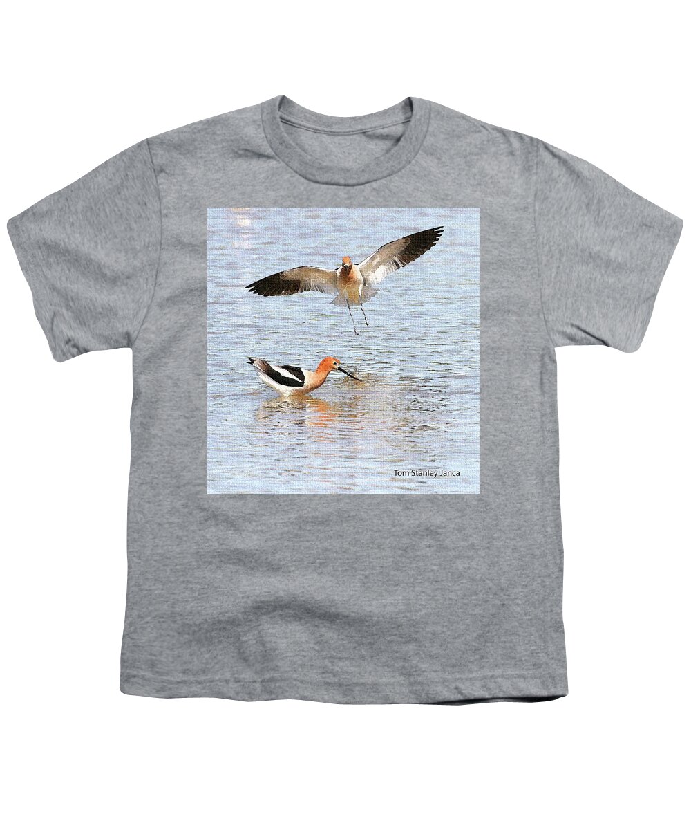 American Avocets At Gilbert Water Ranch Youth T-Shirt featuring the digital art American Avocets At Gilbert Water Ranch by Tom Janca