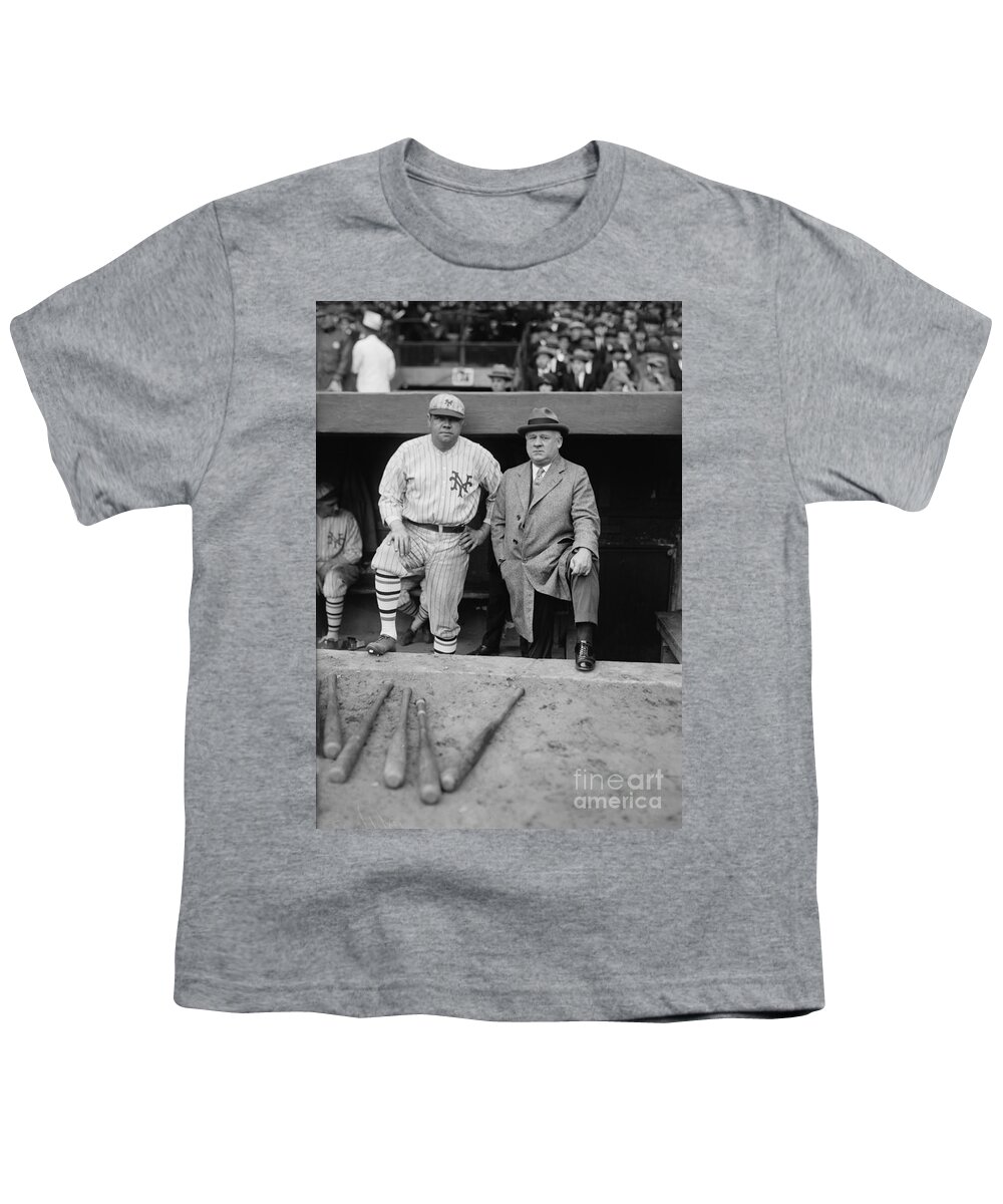 Babe Ruth Youth T-Shirt featuring the photograph Babe Ruth and John McGraw New York by Jon Neidert