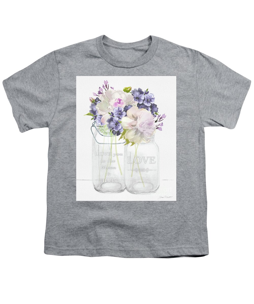 Love Youth T-Shirt featuring the painting Love You to the Moon and Back Mason Jars by Jean Plout