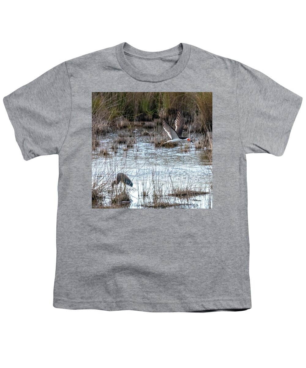 Birds Youth T-Shirt featuring the photograph Black Skimmer Triumphs Close Up by DB Hayes