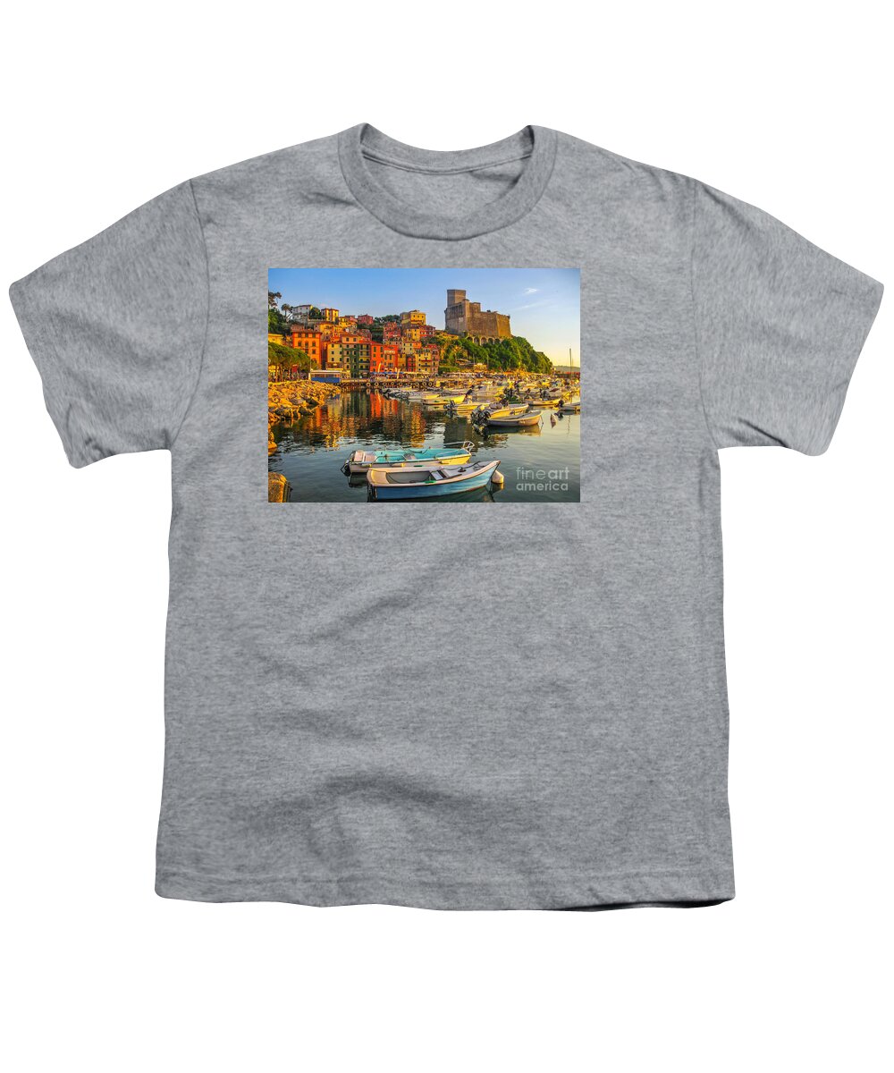 Italy Youth T-Shirt featuring the photograph boats of Lerici by Benny Marty