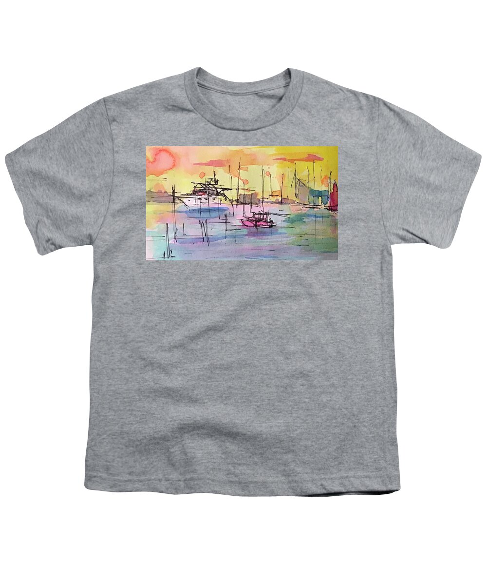 Boothbay Youth T-Shirt featuring the drawing Boothbay 2 by Jason Nicholas