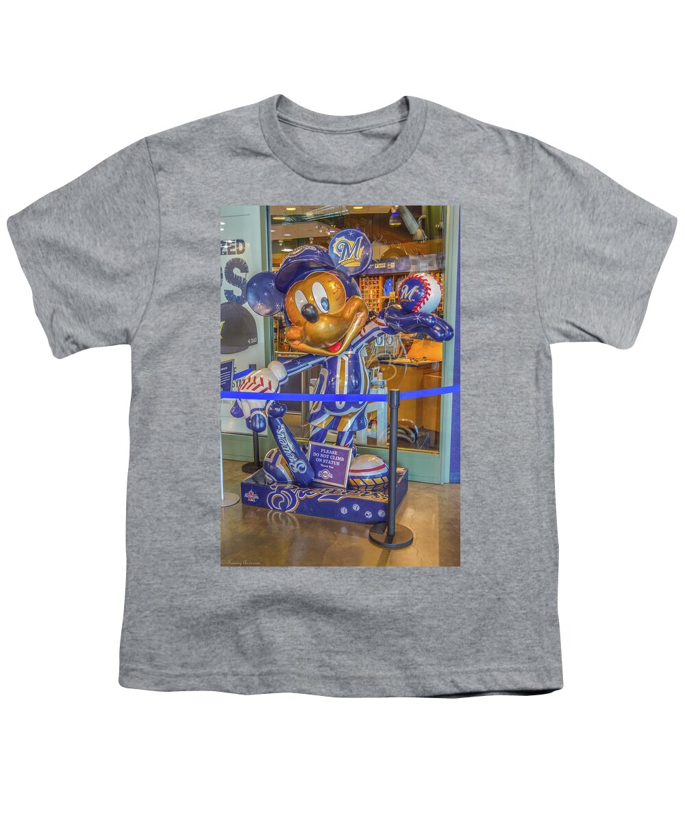 Miller Park Youth T-Shirt featuring the photograph Brewer Mickey by Tommy Anderson