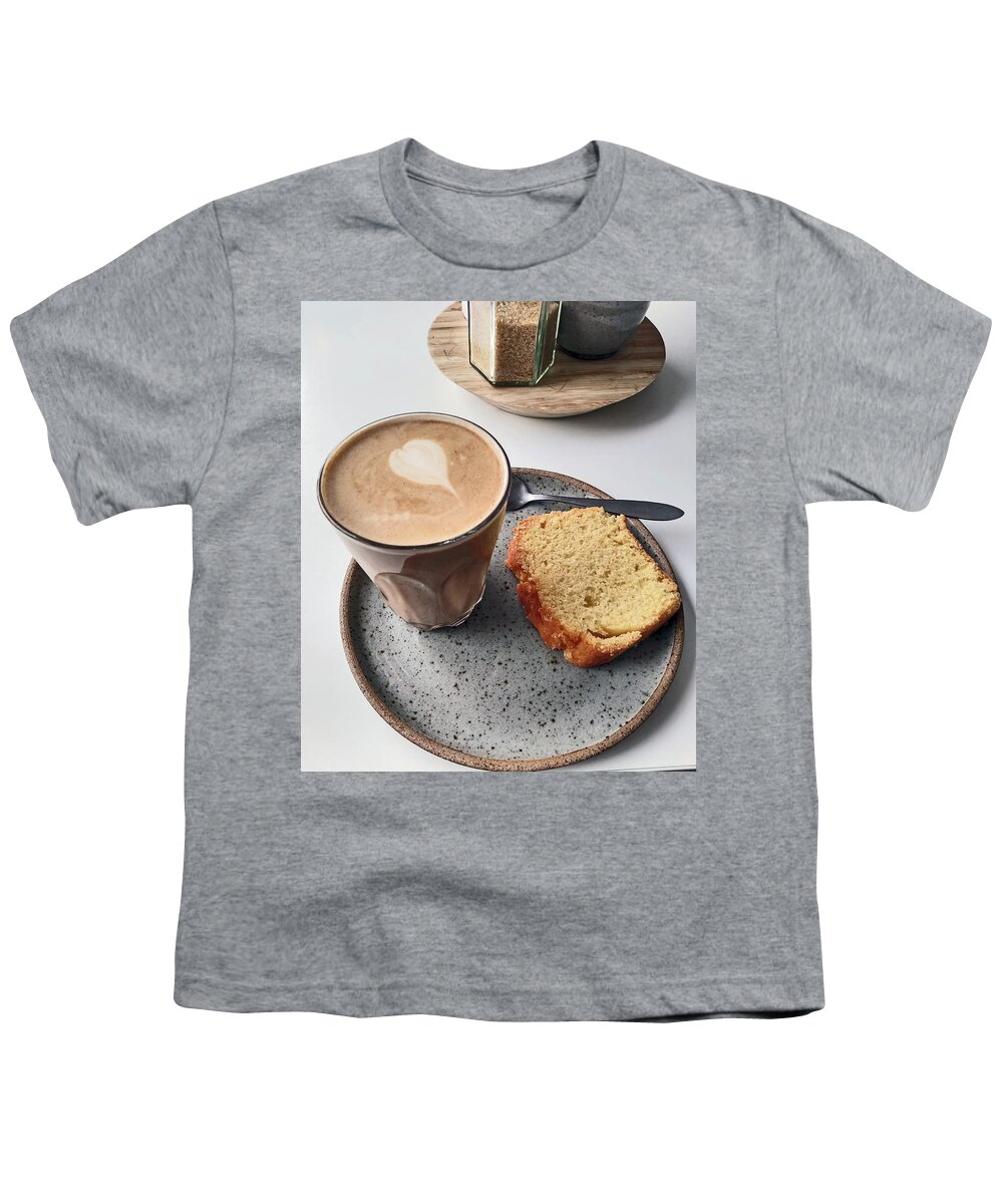  Youth T-Shirt featuring the photograph CAFE. Latte and Cake. by Lachlan Main