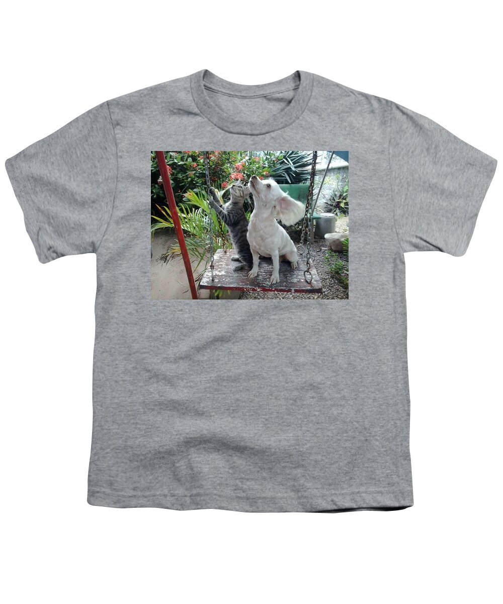Animal Youth T-Shirt featuring the photograph Cat and Dog by Aline Gomes