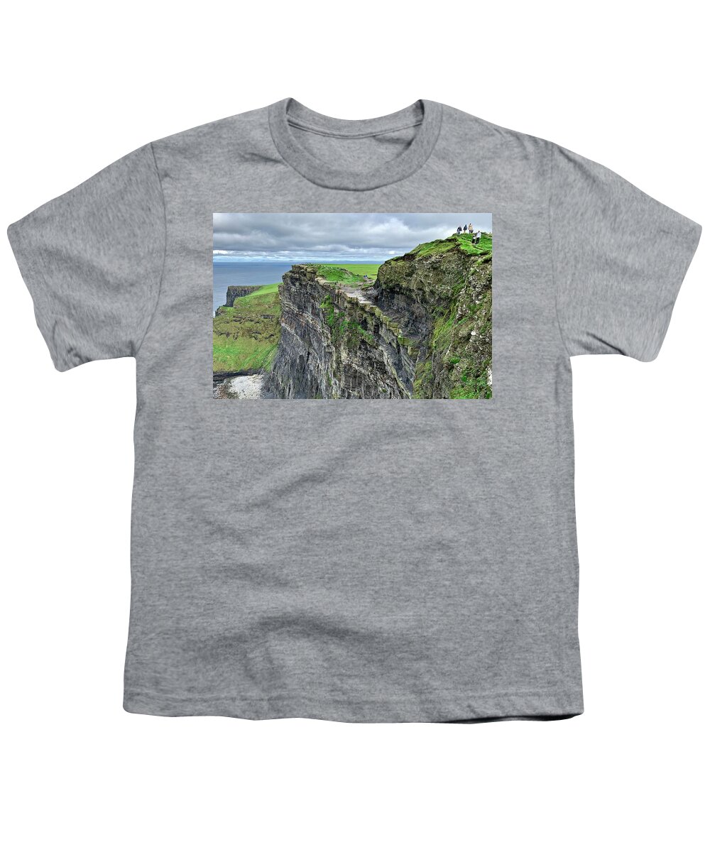 Cliffs Youth T-Shirt featuring the photograph Cliff at Cliffs of Moher by Frozen in Time Fine Art Photography