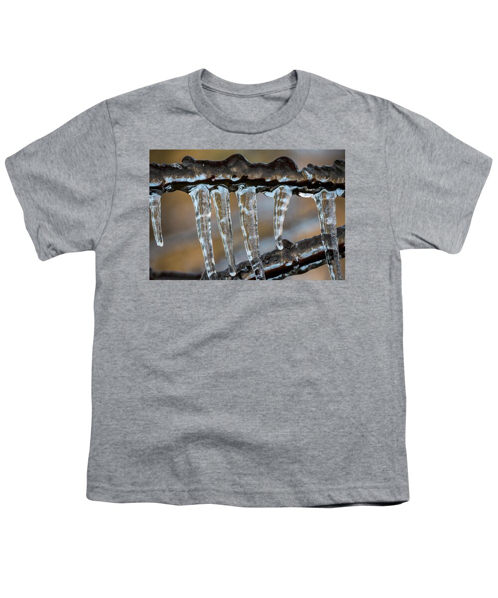 Branches Youth T-Shirt featuring the photograph Cold Snap Icicles by Robert Potts