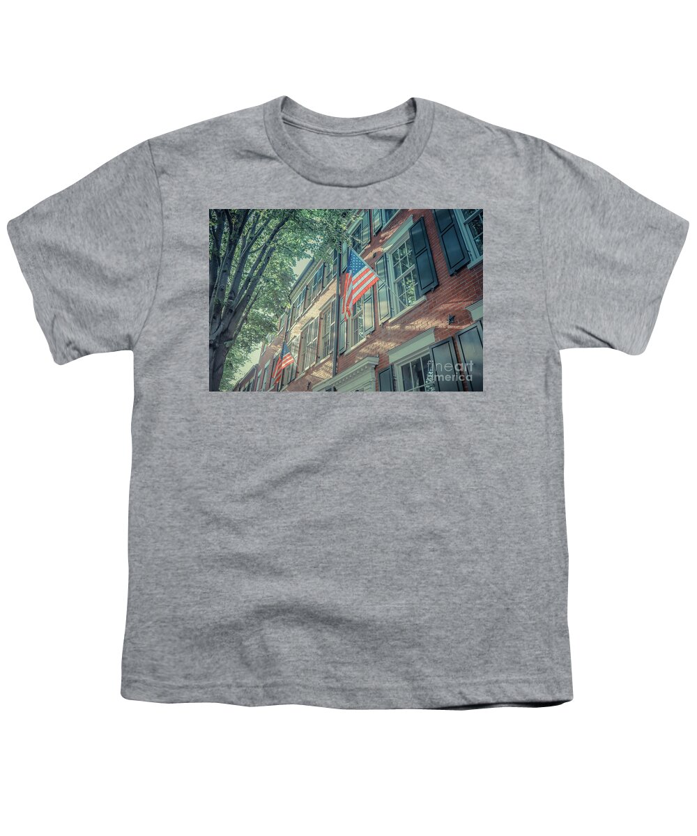 2019 Youth T-Shirt featuring the photograph Flags Old Town Alexandria by Edward Fielding