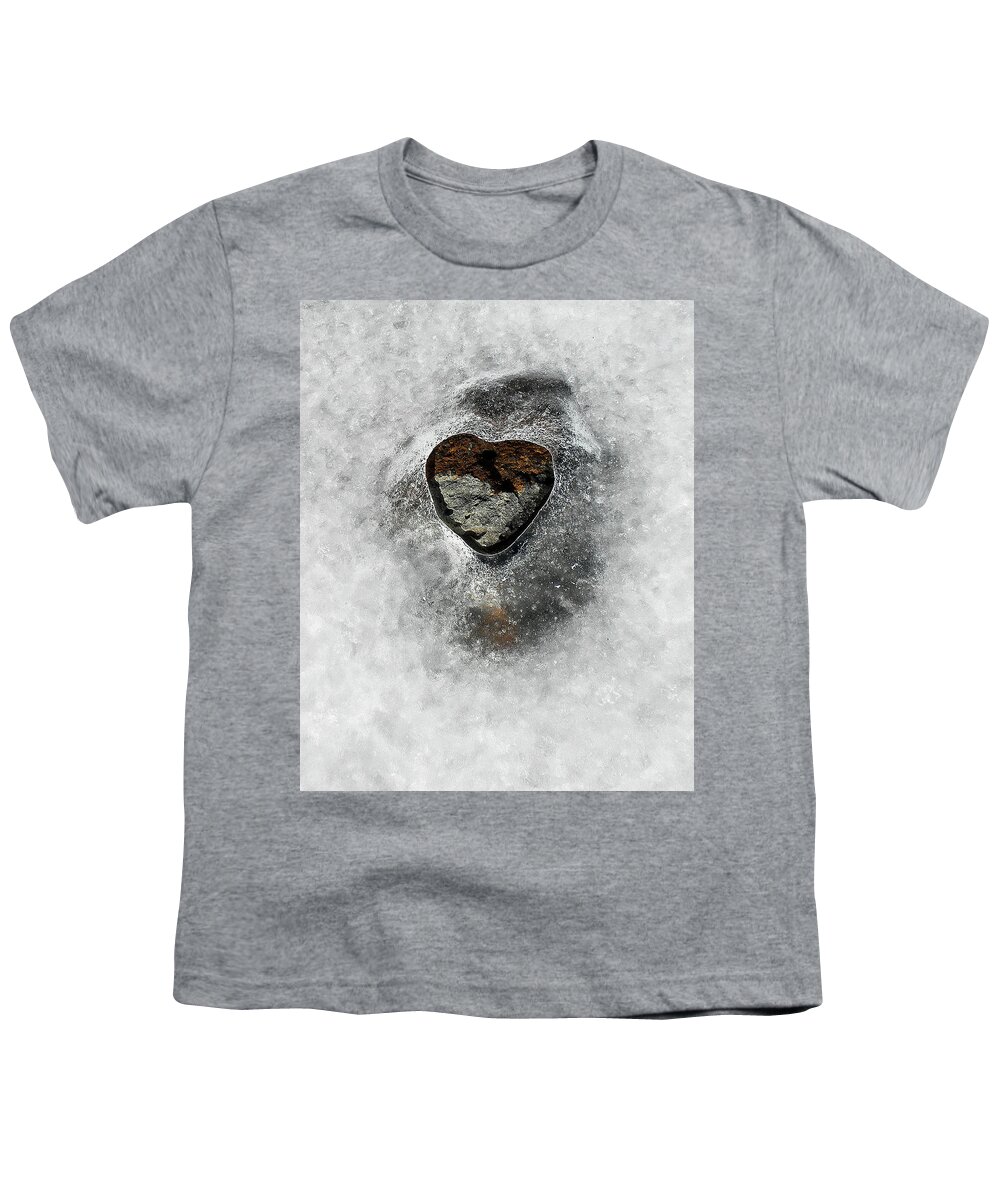 Frozen Heart Ice Youth T-Shirt featuring the photograph Heart on Ice by Neil Pankler