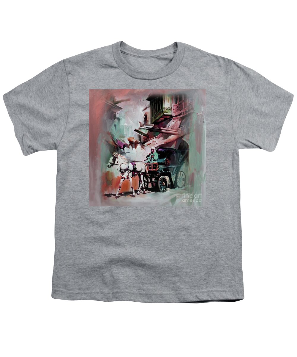 Polo Youth T-Shirt featuring the painting Horse Carting by Gull G