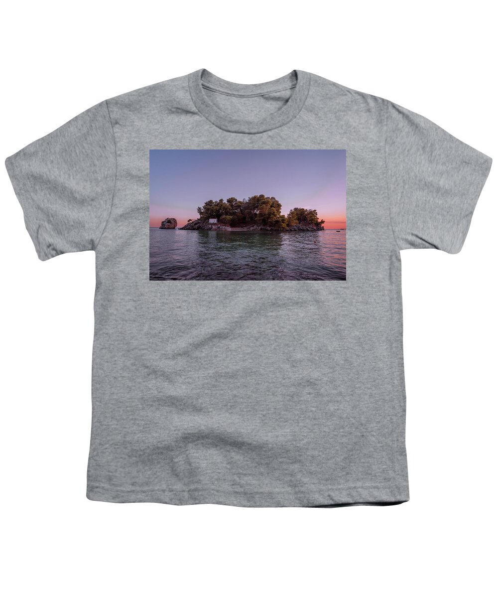 Parga Youth T-Shirt featuring the photograph Islet of Virgin Mary I by Elias Pentikis