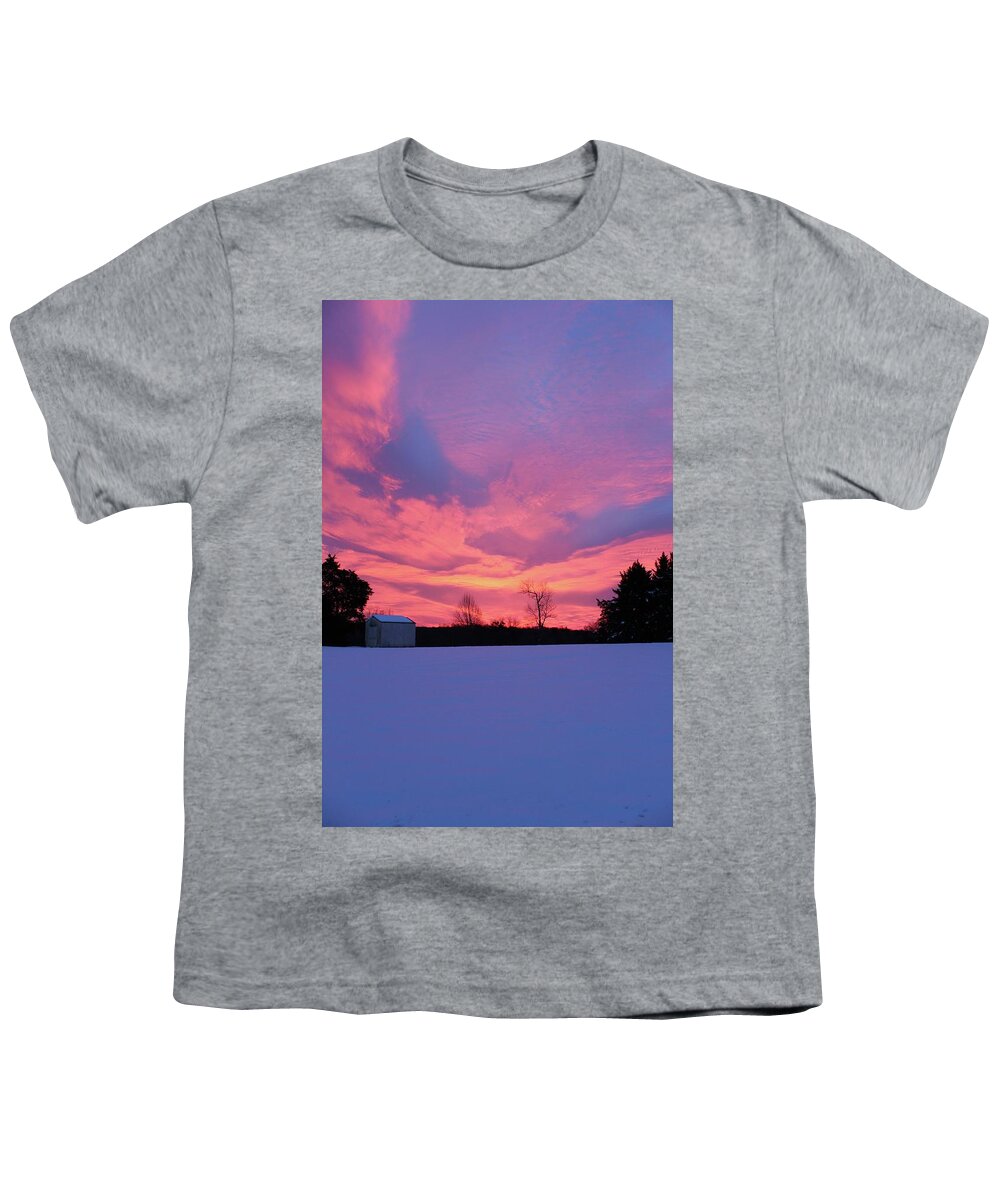 Winter Youth T-Shirt featuring the photograph Later One Snowy Morning by M E