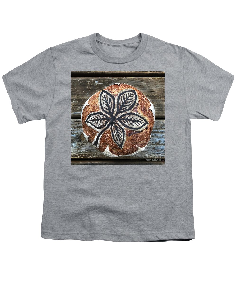 Bread Youth T-Shirt featuring the photograph Leaf Painted And Scored Sourdough 4 by Amy E Fraser