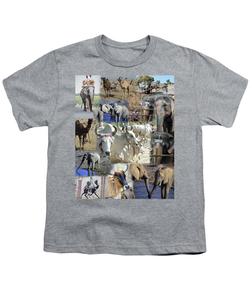 Africa Youth T-Shirt featuring the photograph Montage - Animals of Africa and India by Steve Estvanik