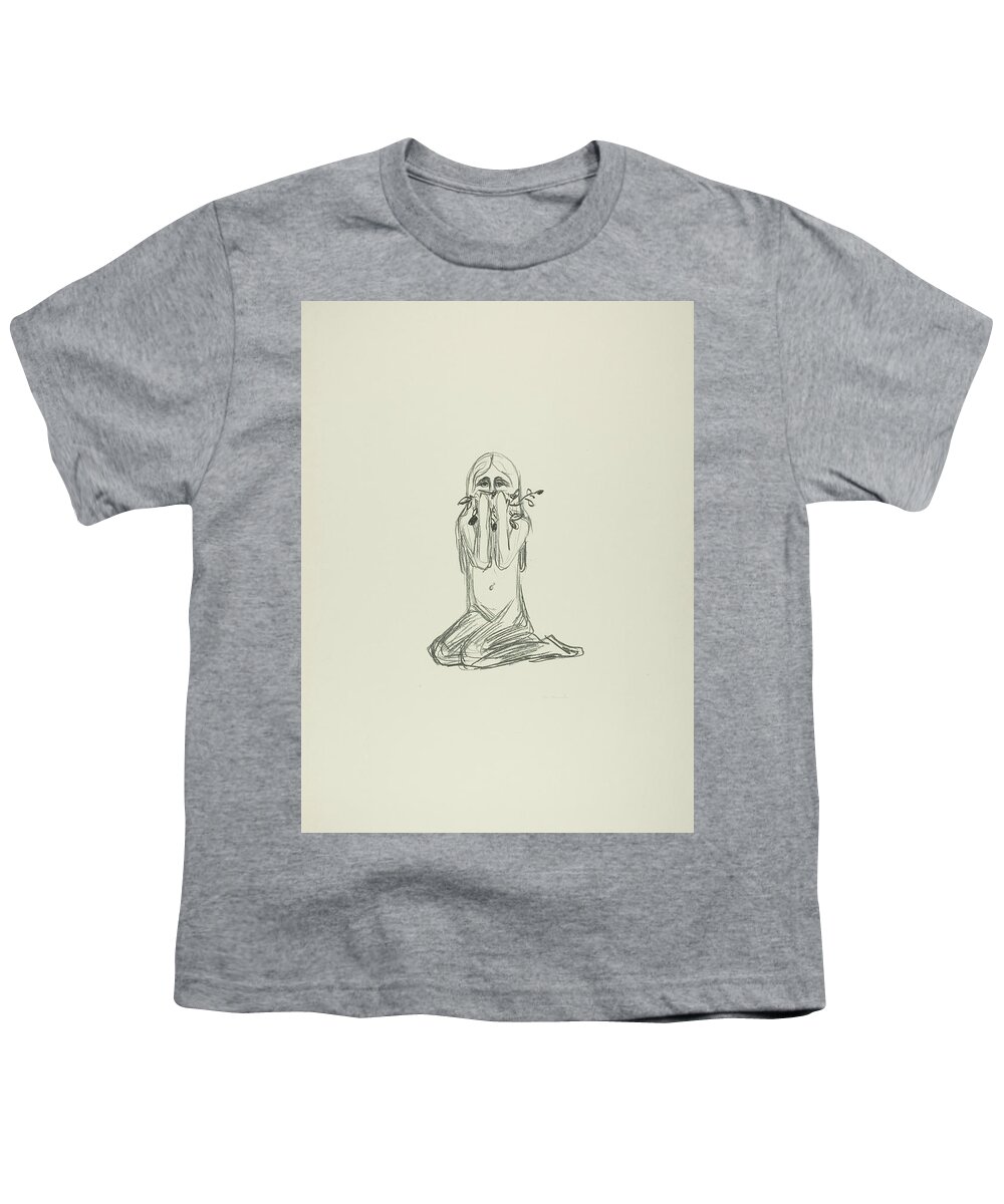 19th Century Art Youth T-Shirt featuring the relief Omega and the Flower by Edvard Munch