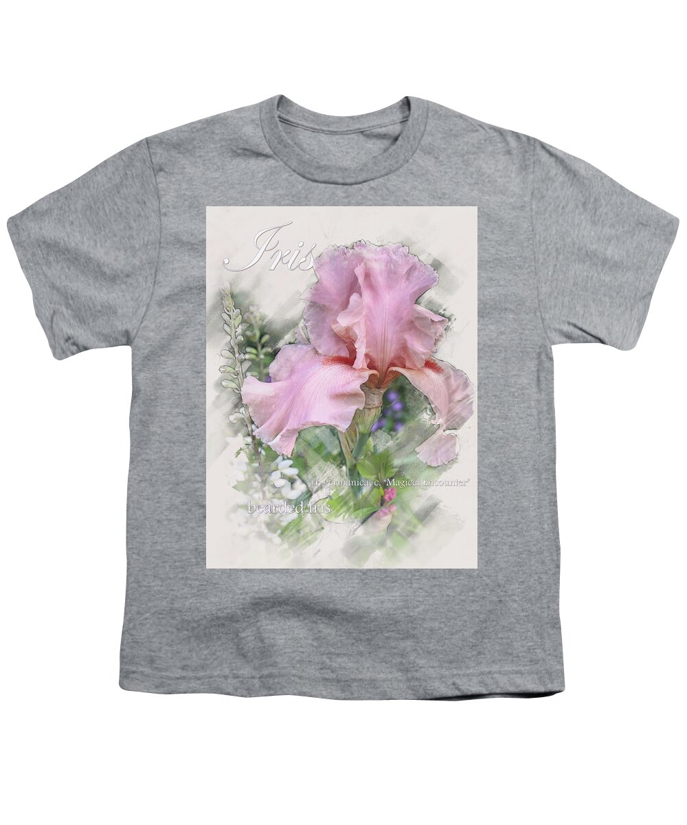Pink Youth T-Shirt featuring the digital art Pink Iris Graphic by Mark Mille