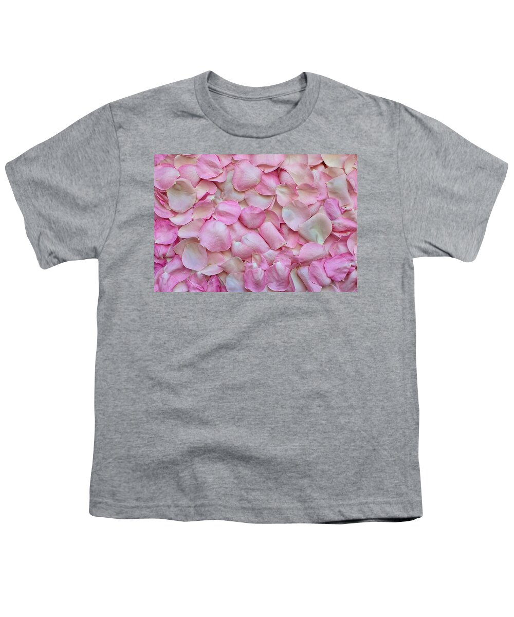 Flower Youth T-Shirt featuring the photograph Pink rose petals by Top Wallpapers