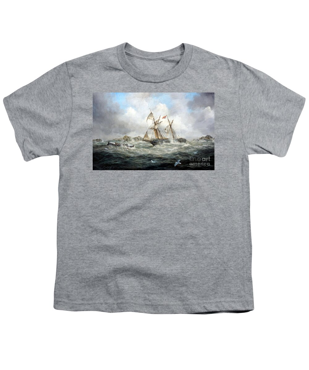 Run Aground Youth T-Shirt featuring the painting Rescue at Last by Richard Willis