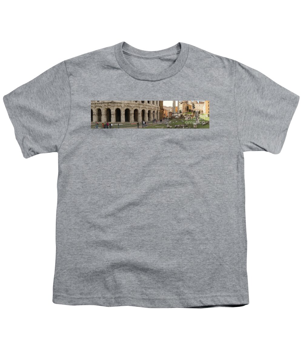 Theatre Of Marcellus Open Air Theatre Julius Caesar Travertine Corinthian Columns Fortress Roman Ghetto Roman Theatre Youth T-Shirt featuring the photograph Rome - Theatre Of Marcellus by Stefano Senise