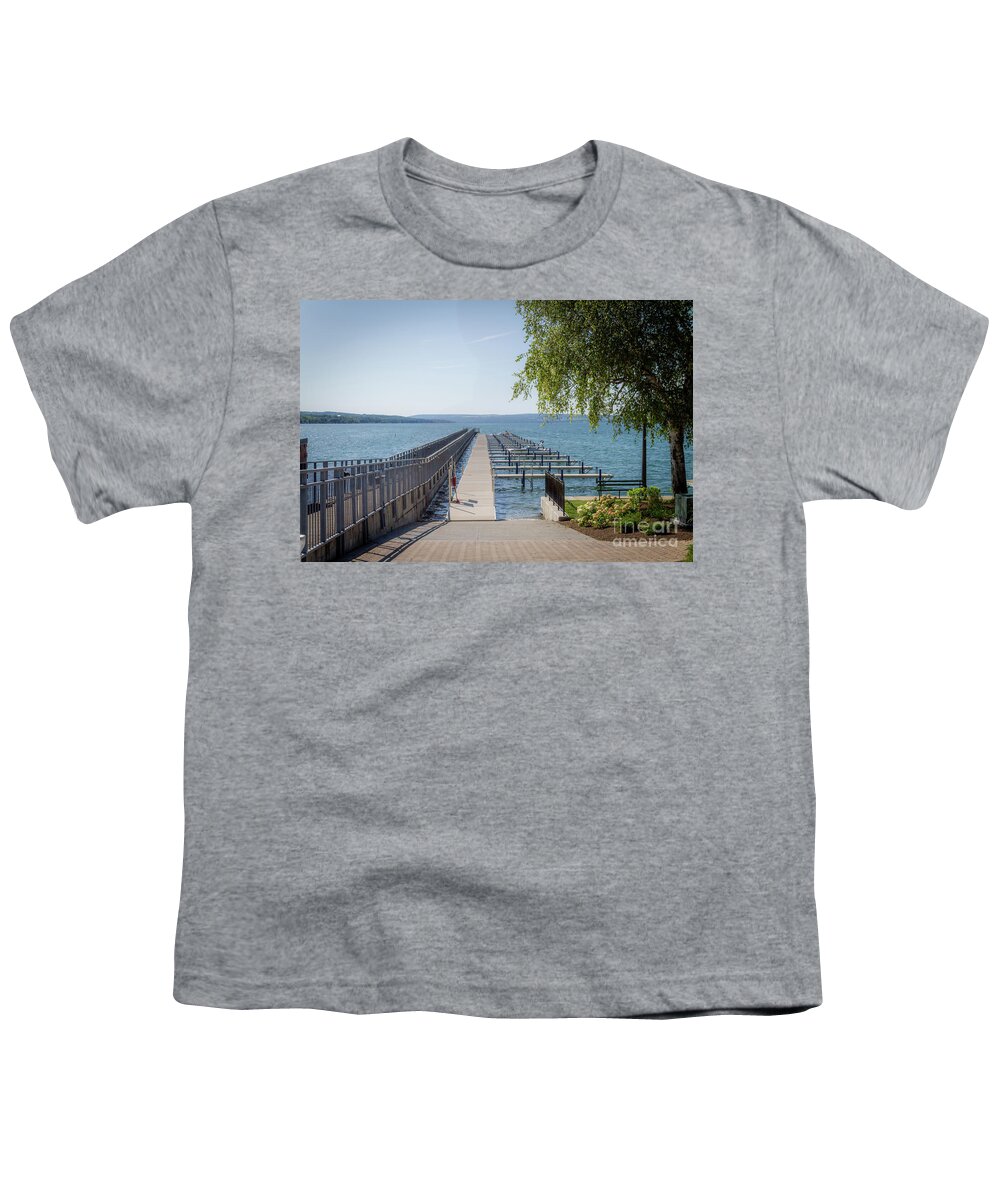 Boat Slips Youth T-Shirt featuring the photograph Skaneateles City Pier by William Norton