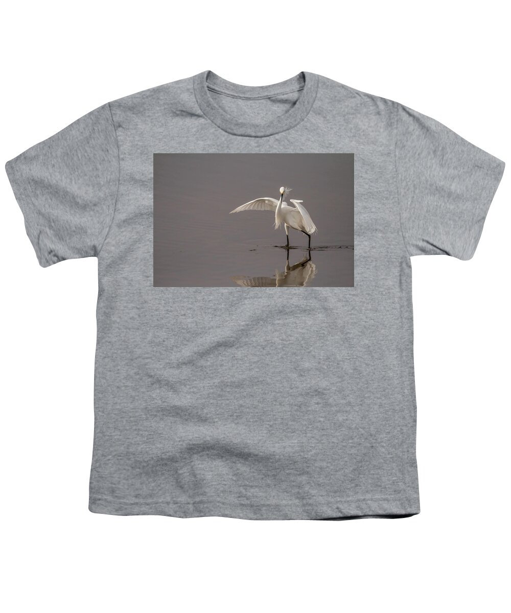 Snowy Egret Youth T-Shirt featuring the photograph Time to Fish by Dorothy Cunningham
