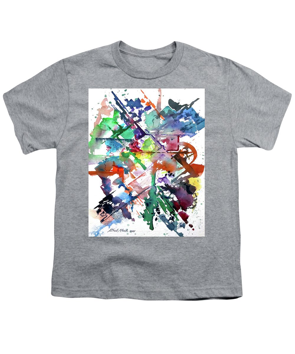 Abstract Youth T-Shirt featuring the painting Vibrant Abstract Brushstrokes by Rick Mock